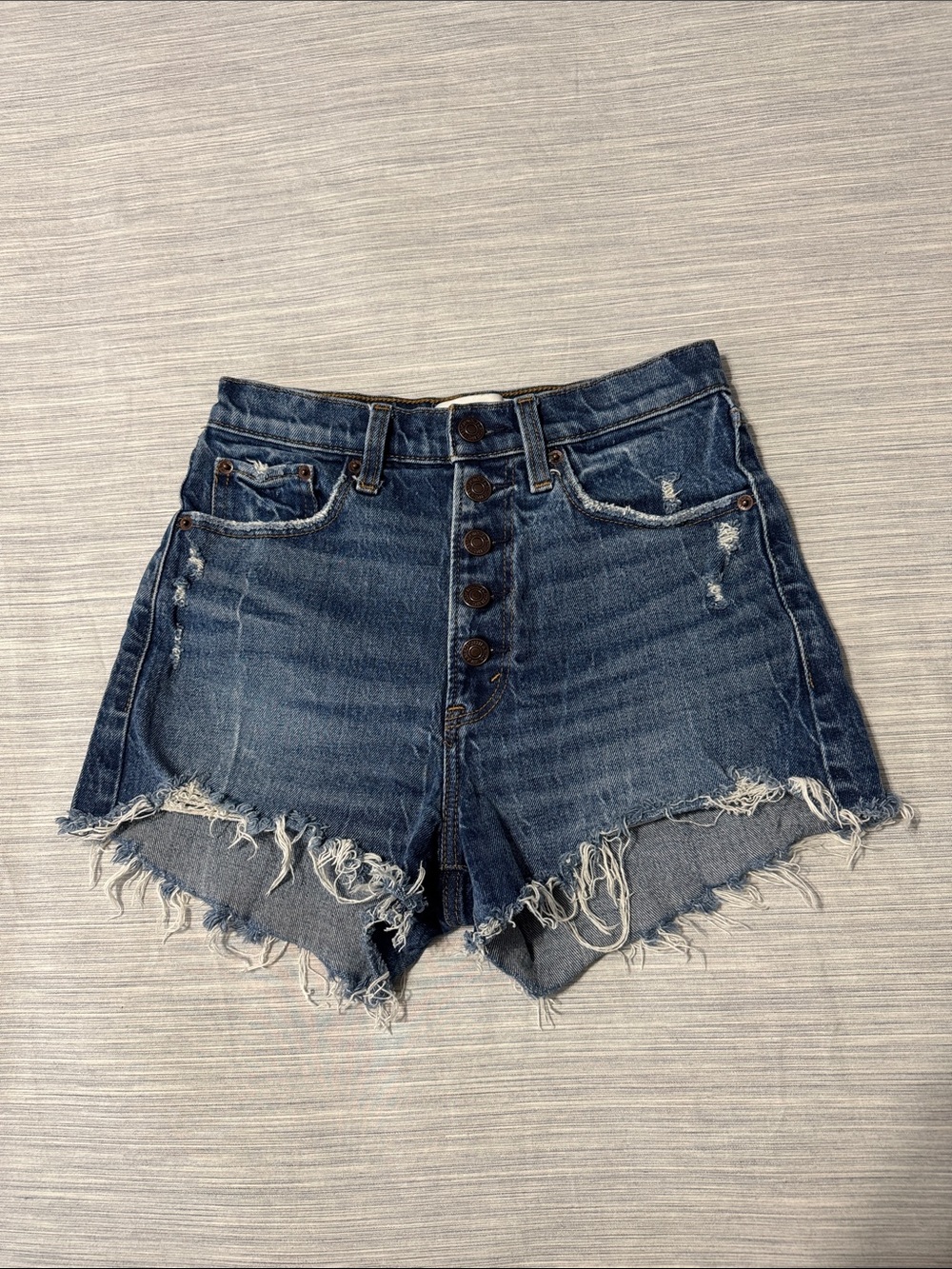 Abercrombie & Fitch High Rise Mom Shorts Size 24 Distressed Button Fly